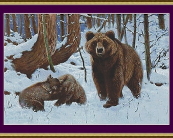 Grizzly Bears - Counted Cross Stitch Pattern