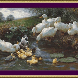 Family of Ducks at the Water - Counted Cross Stitch Pattern