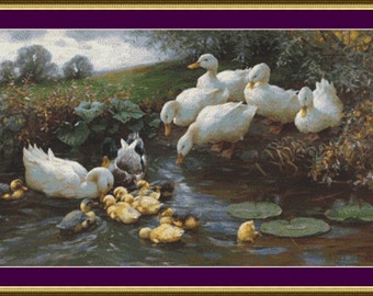 Family of Ducks at the Water - Counted Cross Stitch Pattern