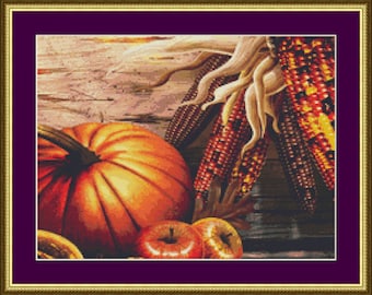 Thanksgiving Pumpkin - Counted Cross Stitch Pattern