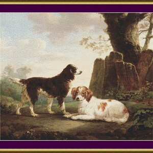 Two Spaniels in a Landscape - Counted Cross Stitch Pattern