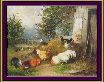 Hühnerhof - Kreuzstich Zählmuster