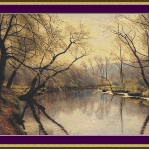 Tranquil River Landscape - Counted Cross Stitch Pattern