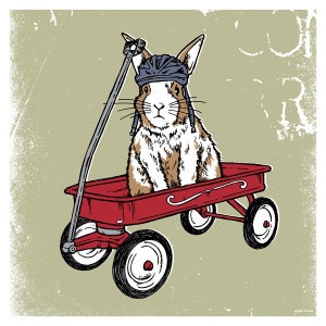 Bunny Rabbit Red Wagon Critter Silk Screened Poster Baby Nursery Gift Baby Shower Christmas Gift Present Etsy image 2