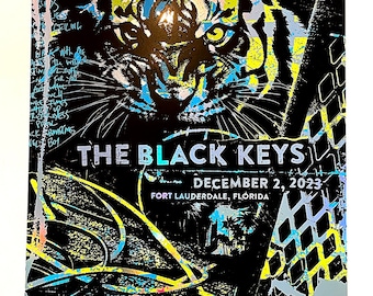 The Black Keys Tiger Eyes Ft. Lauderdale Florida Rainbow Foil Variant Dan Auerbach Patrick Carney Gigposter Poster by GIGART