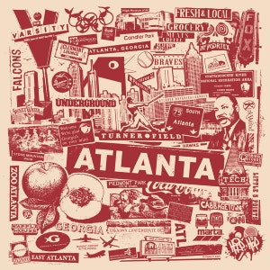 Impresión de collage de Atlanta, Georgia: póster serigrafiado