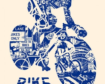Bike Anatomy Navy Bicycle Ride Helmet Race Triathalon Silk Screen Art Print Poster - Etsy