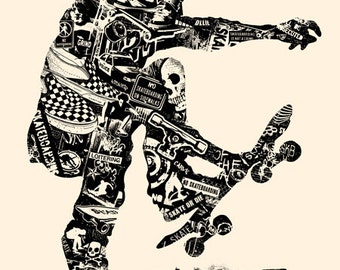 Skate Anatomy Skateboard Skater Ride or Die Extreme Sports Silk Screen Art Print Poster - Etsy