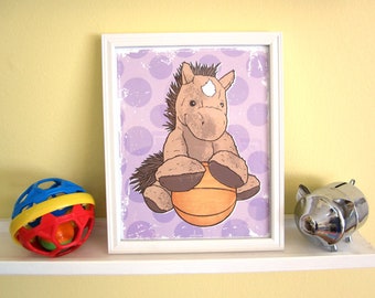 Cute Horse Pony Basketball Polka Dot Baby Nursery Toddler 8x10 Babyshower Print Wall Art Decor by GIGART