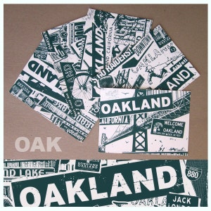 Oakland California 5 mini cartes postales impression ensemble ville sérigraphie collage Raiders athlétisme - Etsy