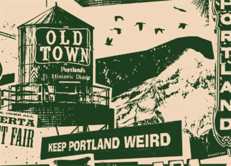 Portland Oregon Silk Screen 5 Pack Postcards Prints Bike Etsy
