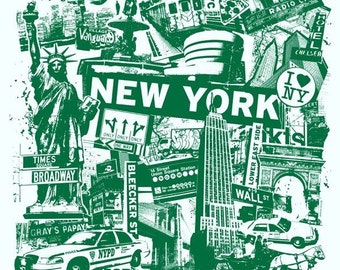 New York City Collage Silk Screen Poster - Etsy