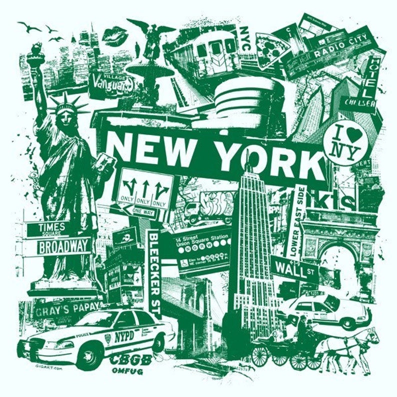 New York City Collage Silk Screen Poster Etsy image 1
