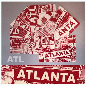 Atlanta Georgia 5 mini cartes postales impression ensemble ville sérigraphie ATL MLK Falcons Braves Olympics Hip Hop - Etsy