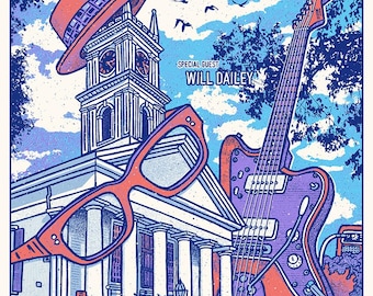 Elvis Costello Martha's Vineyard Old Whaling Church Glasses Rockart Gigposter Poster by GIGART
