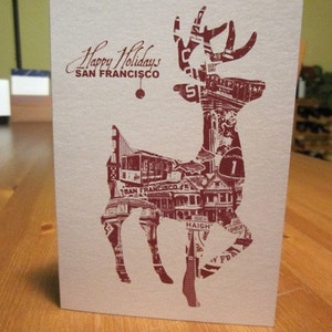 San Francisco Holiday Christmas Deer Xmas Tourist Vacation - Single Card & Envelope