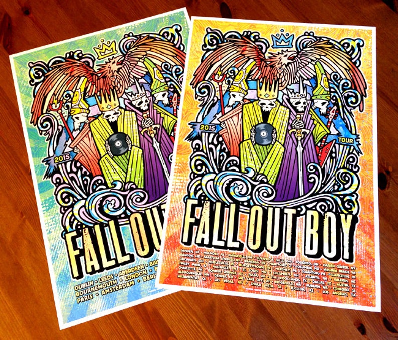 Fall Out Boy Pete Wentz Patrick Stump VIP Gigposter Skulls Boys of Zummer USA Tour Poster Rare image 4