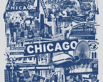 Chicago Windy City Vacation Gift Silk Screen City Art Print Poster - Etsy