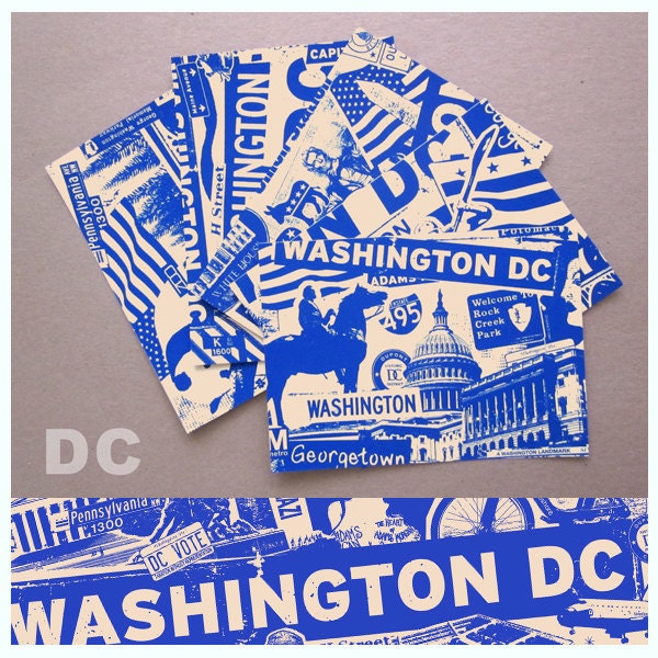 5 Pack Washington DC Silk Screened City Post Cards - Etsy