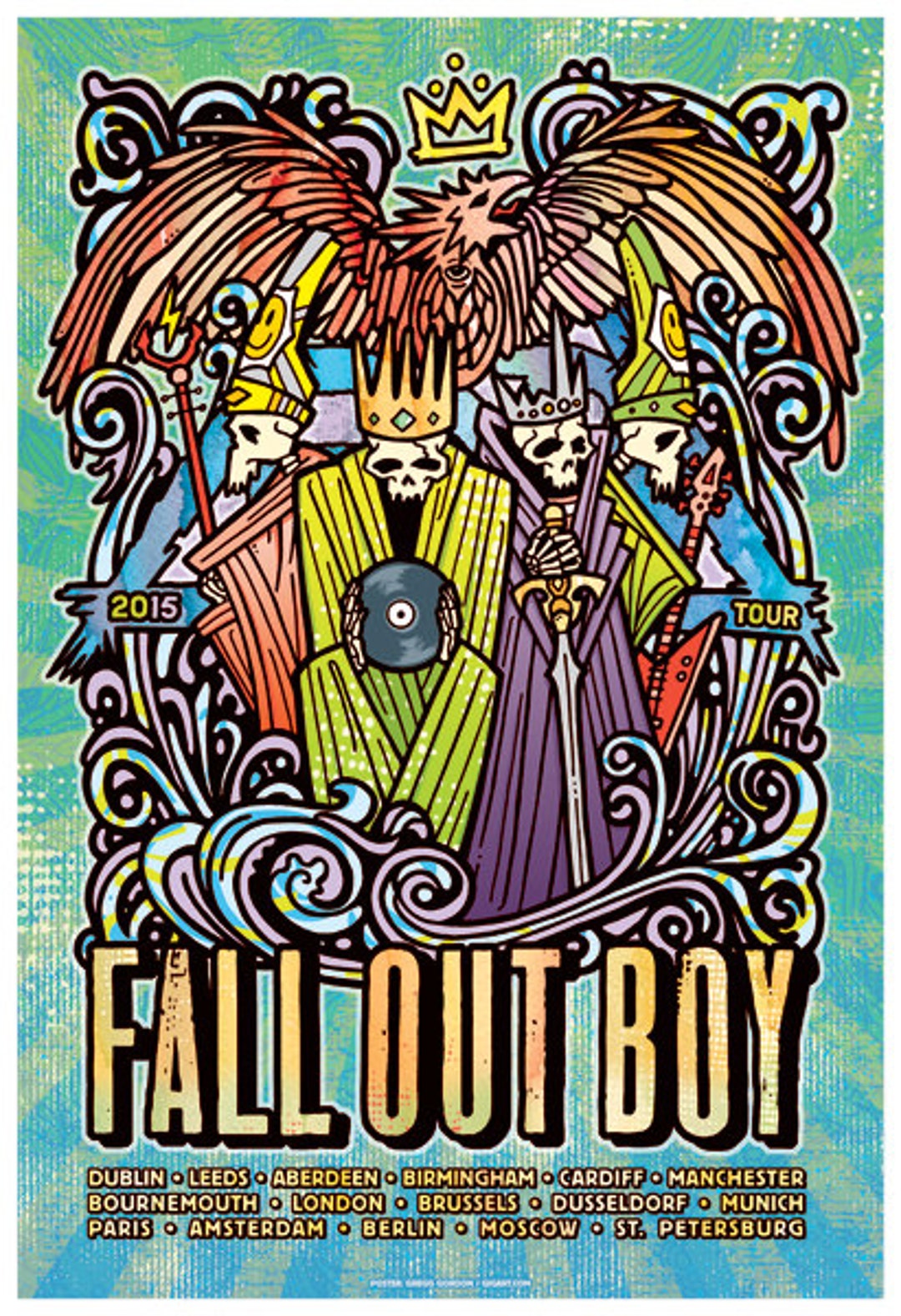 Fall Out Boy Pete Wentz Patrick Stump VIP Gigposter Skulls Boys of 