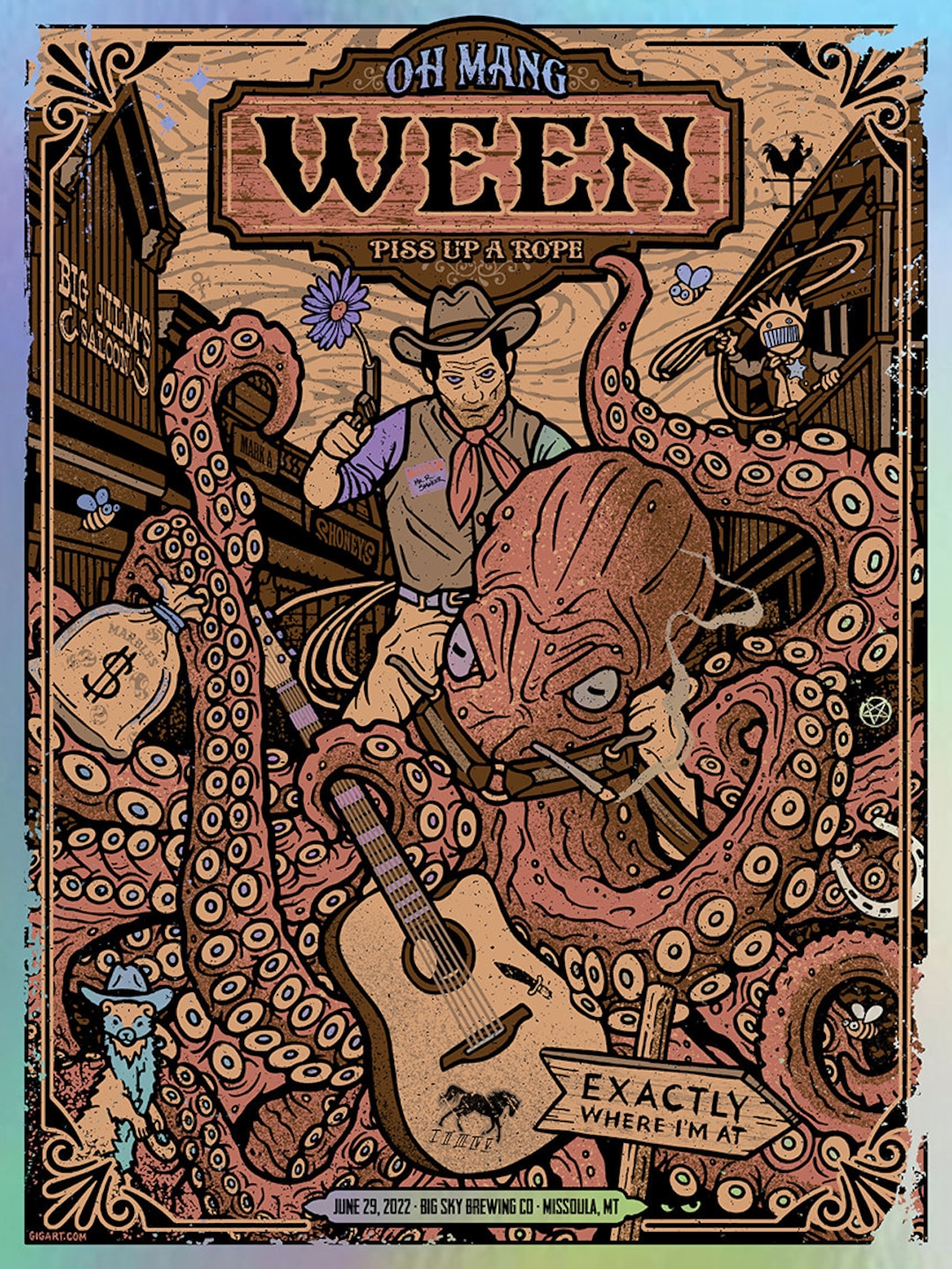 Ween RAINBOW Variant Country Western Mollusk Octopus Cowboy Old