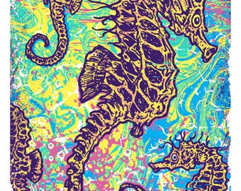 Seahorse Pyschedelic Limited Edition Silk Screen Poster Art Print - Etsy
