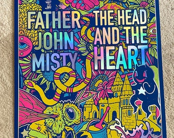 Father John Misty The Head And The Heart Co Headlined Tour Poster Print by GIGART 2023 Rainbow Foil Variant