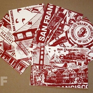 5-pak San Francisco Kalifornia Sitodrukowane pocztówki Wakacje Golden Gate - Etsy