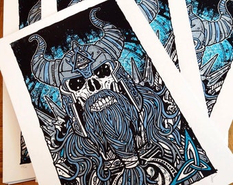 Viking Skeleton Warrior Celtic Limited Edition Silk Screen Poster Art Print - Etsy