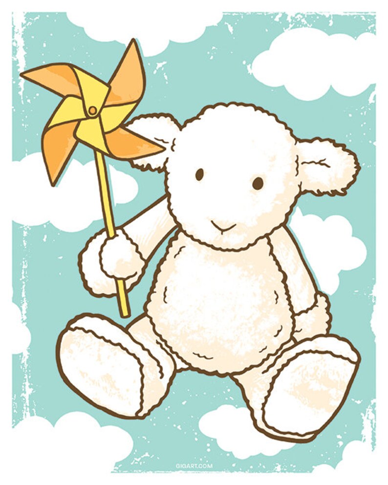 Cute Sheep Pinwheel Baby Nursery Toddler 8x10 Babyshower Print Etsy