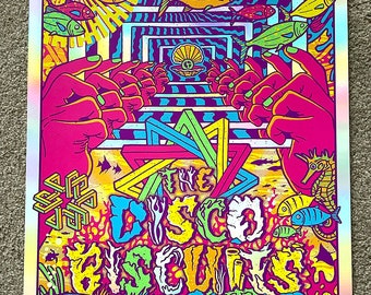 The Disco Biscuits Psychedelic Weird Sealife Underwater Fish RAINBOW FOIL Variant Gigposter Poster by GIGART