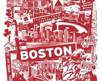 Boston Silk Screen City Art Print Poster - Etsy