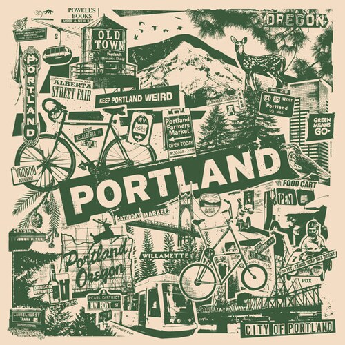 Portland Oregon Silk Screen Collage PDX City Print Etsy Etsy