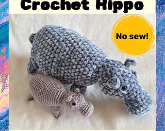 Haakpatroon nijlpaard zonder naaien amigurumi hippo patroon digitaal schattige knuffel haakpatroon