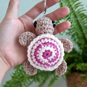 Baby Turtle Crochet Keychain Handmade Bag Charm Sea Creatures Gift for Kids Turtle Car Mirror Hanger