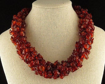 Baltic Amber Cluster Necklace Beaded Statement Necklace