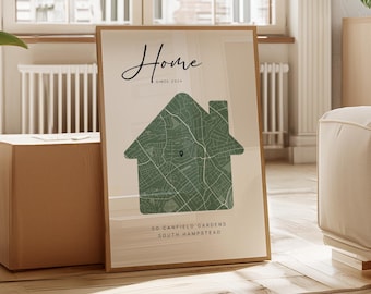 New Home Map Wall Art, Custom House Map Print, Housewarming Gift for New Homeowners, Personalized New Home Decor, Couple Gift