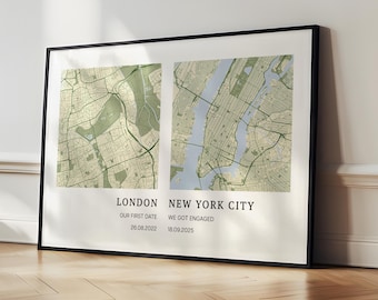 Engagement gift for couples, Engagement Print, map of engagement, Couples Gift, gift for her, gift for him, Engagement Gifts
