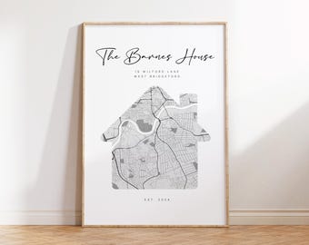 Personalised New Home Gift – Custom House Map Print, First Home Wall Art, Housewarming Gift, Moving Gift, Move in Present