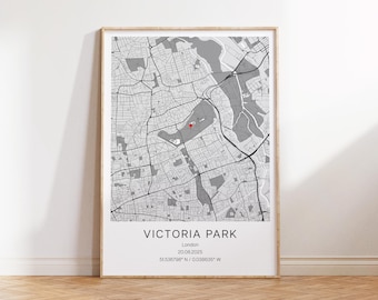 Personalised Map Print - Engagement Gift, Valentines Day Present