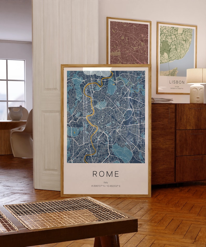 Set of 3 Custom City Map Prints: Personalized Travel Poster Wall Art image 5