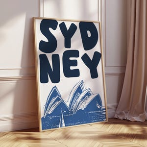 Impression d'art de Sydney, opéra, art mural minimaliste, affiche australienne, décoration d'intérieur rétro, bleu marine rouge noir