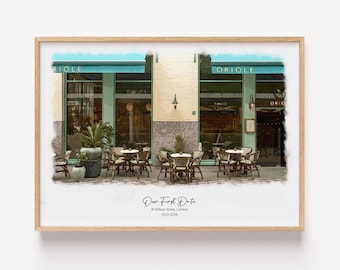 Custom First Date Venue Painting, Anniversary Gift for Her, Engagement Location Watercolor, Where We Met Art Print, Couple Proposal Sketch