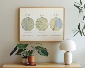 Engagement Print, Engagement Gift, Gift For Engaged Couple, Personalised Map Print, Engagement Gift For Her, Engagement Gifts
