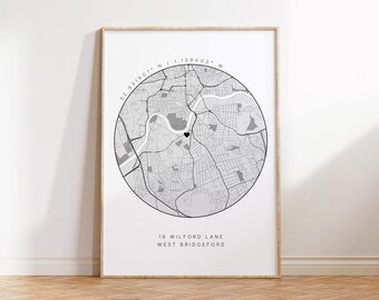 New Home Gift, Personalised Housewarming Gift, New Home Map Print, Valentines Gift for her him, Gifts for home, Moving Gift New Home