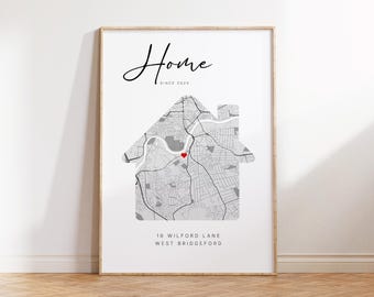 New Home Map Wall Art, Gift for New Homeowners, New Home Gift, New Home Gifts Couple, New Home Map Sign