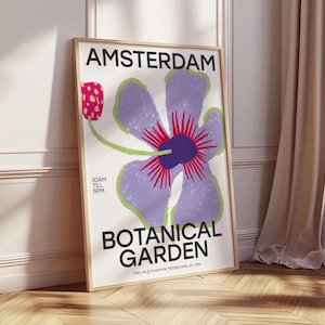 Amsterdam Botanischer Garten Abstrakt Blumen Wand Kunst Retro Poster Zeitgenössische Kunst Illustrierter Druck Blumen Poster
