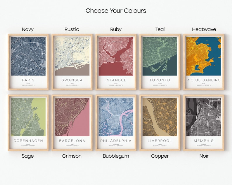 Set of 3 Custom City Map Prints: Personalized Travel Poster Wall Art image 4