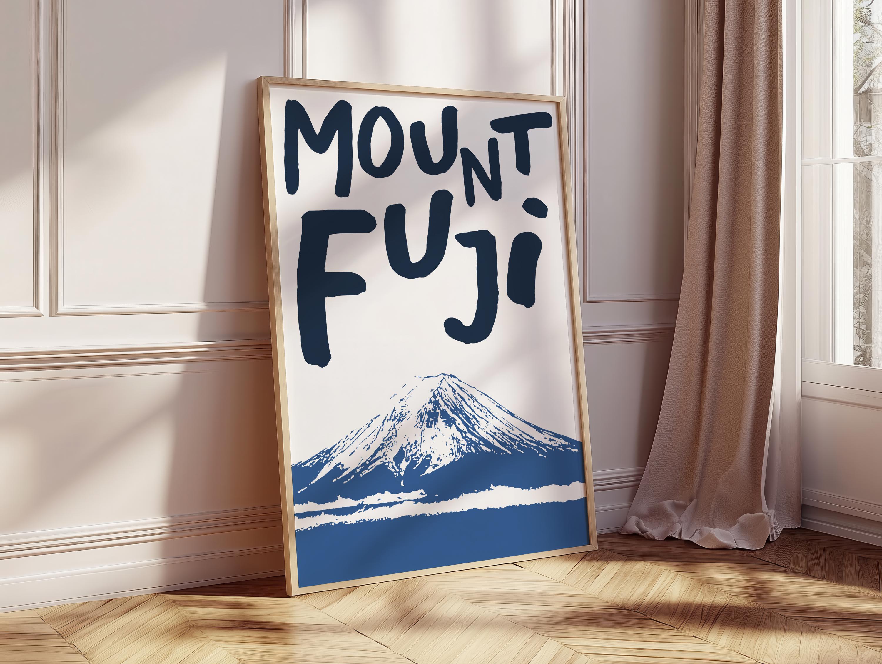 Mount Fuji Tokyo Art Print Minimalist Wall Art Japan Poster Retro Home Decor Navy Blue Red Black