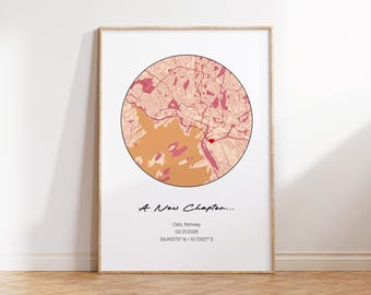 Custom Engagement Map Print – Personalised Wedding Gift & Valentine’s Day Present